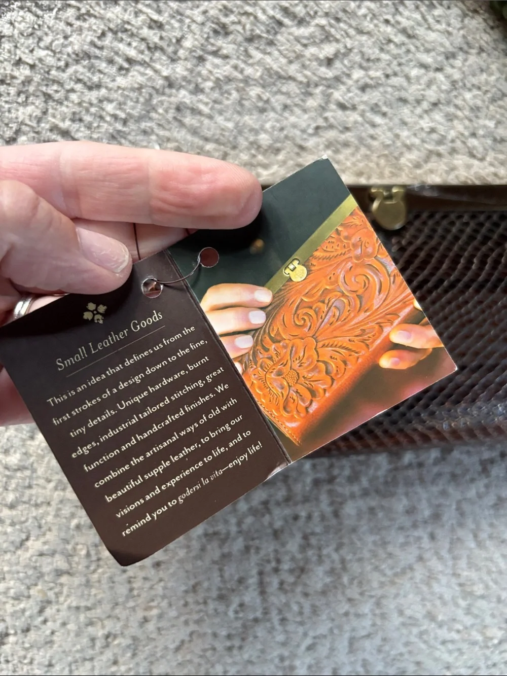 🆕 with tags Patricia Nash Brown Snakeskin Envelope Clutch with Brass Frame